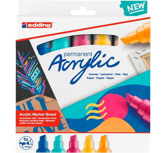 edding 5000 Acrylic "Acrylmarker - Abstrakt", Breit, 5er-Set