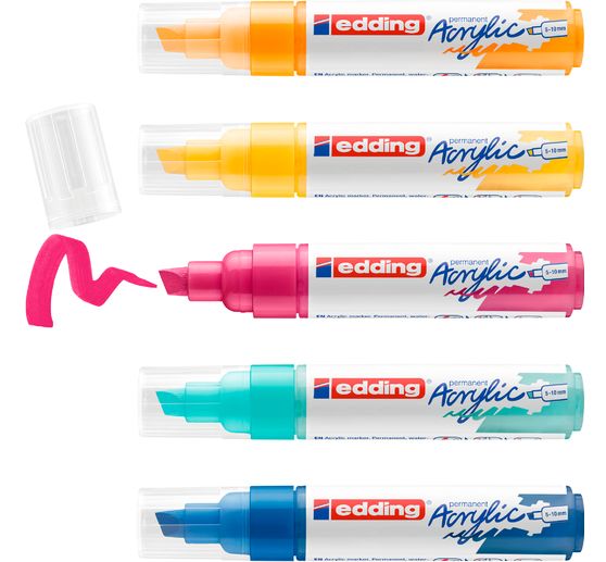 edding 5000 Acrylic "Acrylmarker - Abstrakt", Breit, 5er-Set