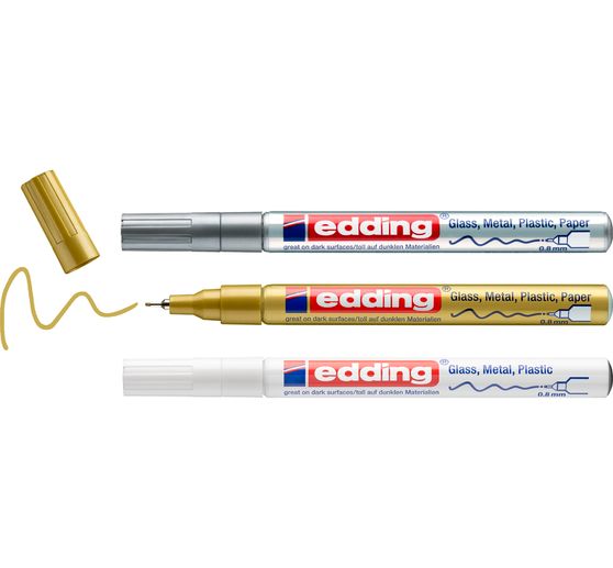 Marqueurs encre laquée edding 780 « Metallic », set de 3