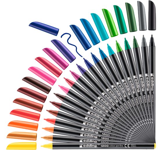 Feutres de coloriage edding 1200, 1 mm, 20 pc. dans boîte métal