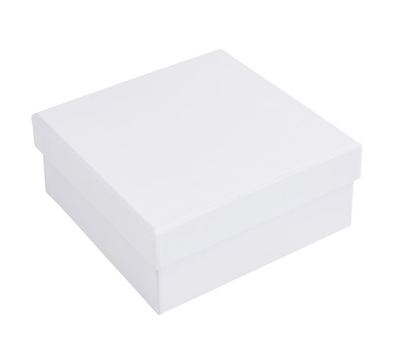 Boîte carrée VBS, carton, Blanc, env. 13 x 13 x 5,5 cm