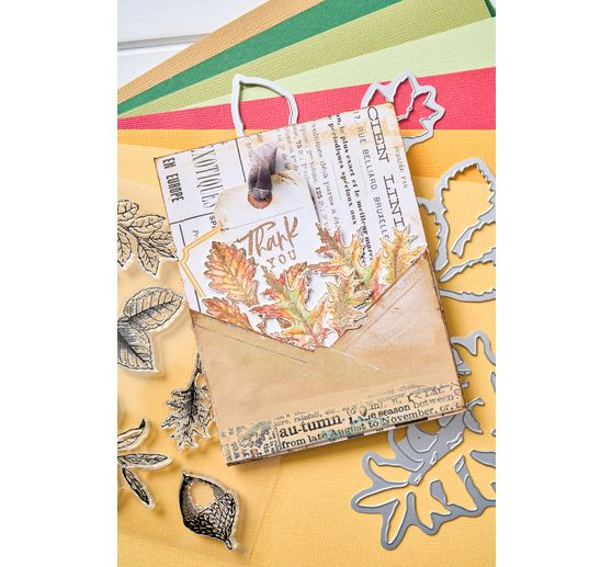 Sizzix Ponssjabloon en Clear Stamps "Forever Leaves by 49 and Market"