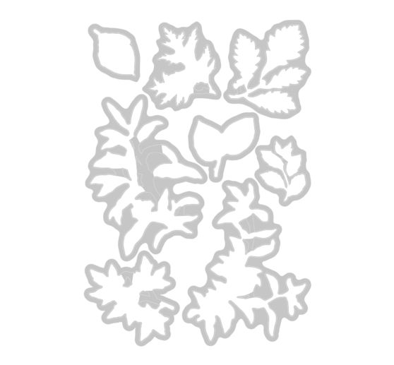 Sizzix Ponssjabloon en Clear Stamps "Forever Leaves by 49 and Market"