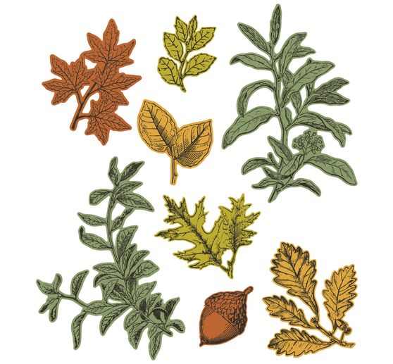 Sizzix Ponssjabloon en Clear Stamps "Forever Leaves by 49 and Market"