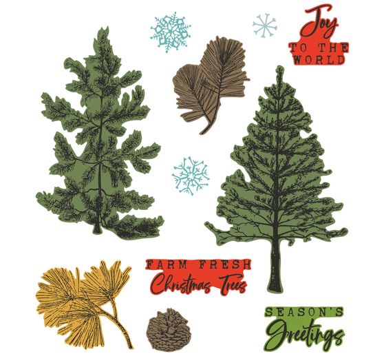 Sizzix Ponssjabloon en Clear Stamps "Pine Holidays by 49 and Market"