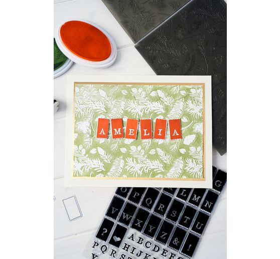 Sizzix Gabarit d'estampe et Clear Stamps "Tab Stamp Alpha by 49 and Market"