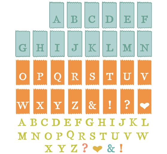Sizzix Gabarit d'estampe et Clear Stamps "Tab Stamp Alpha by 49 and Market"