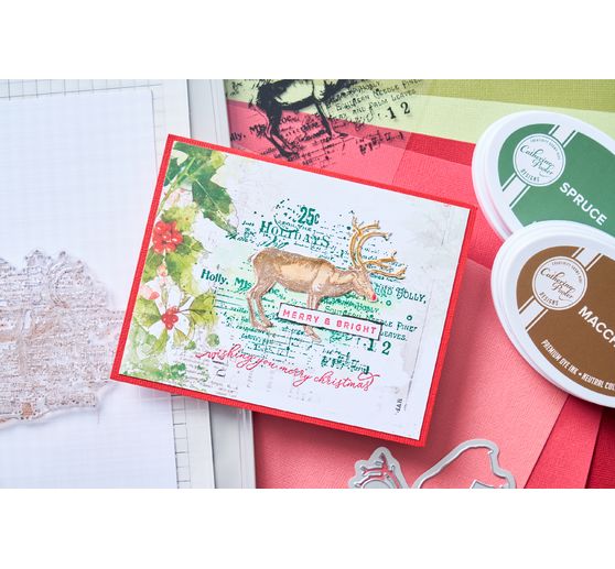 Sizzix Ponssjabloon en Clear Stamps "Reindeer Mix Cluster by 49 and Market"