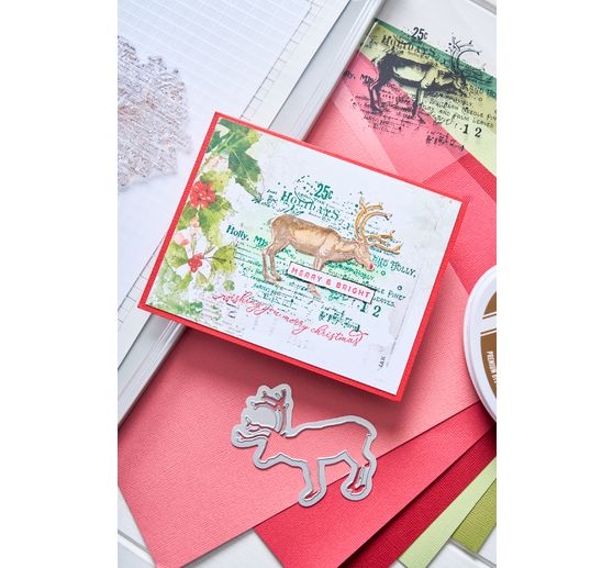 Sizzix Ponssjabloon en Clear Stamps "Reindeer Mix Cluster by 49 and Market"