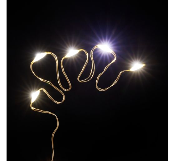 Micro LED snoer lampjes, met timer, goudkleurige draad, 20 LED's
