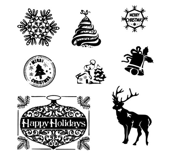 Ponsvormen en stempel set "Happy Holidays"
