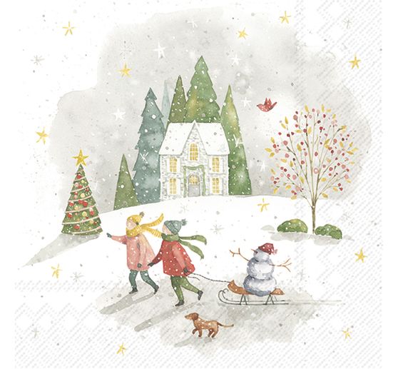 Serviette "Fröhlicher Wintertag"