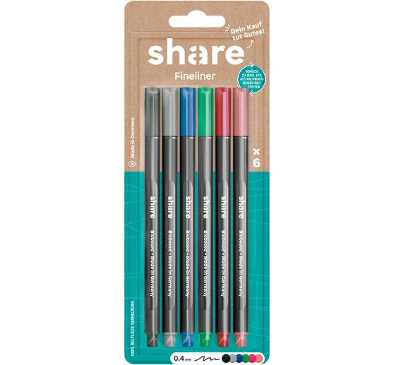 Fineliners share, set de 6