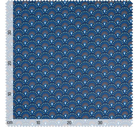 Cotton fabric "Fan Indigo" acrylic coated