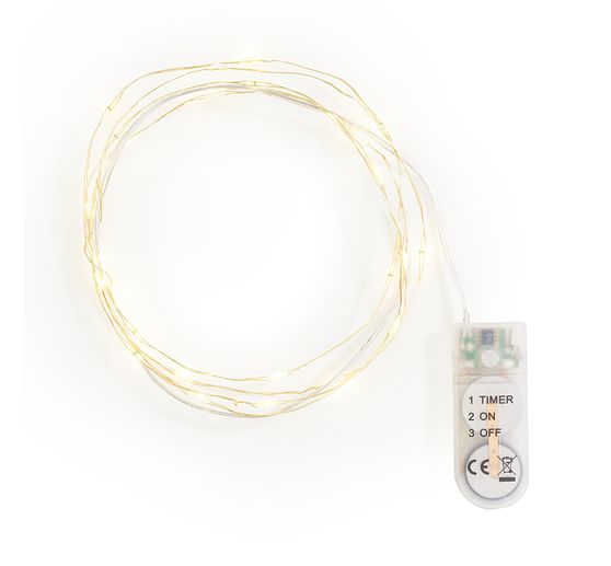 Micro LED snoer lampjes met timer 6/18u, 30 LED's, L 1,95 m