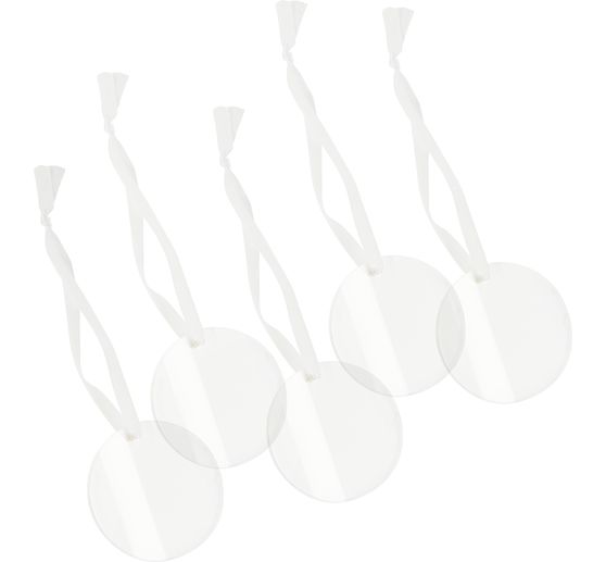Acryl decoratieve hanger "Rond" met lint, set van 5