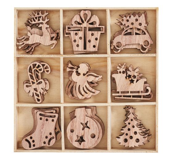 Pièces à disperser VBS « Christmas », dans coffret bois