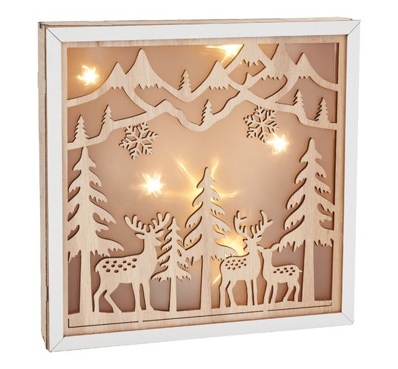 Kit cadre 3D bois VBS « Cerfs dans la forêt », éclairage LED inclus