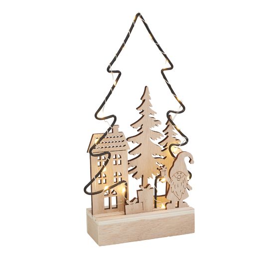 Décoration à emboîter en bois VBS « Sapin métal – Éclat de lumières », éclairage LED inclus