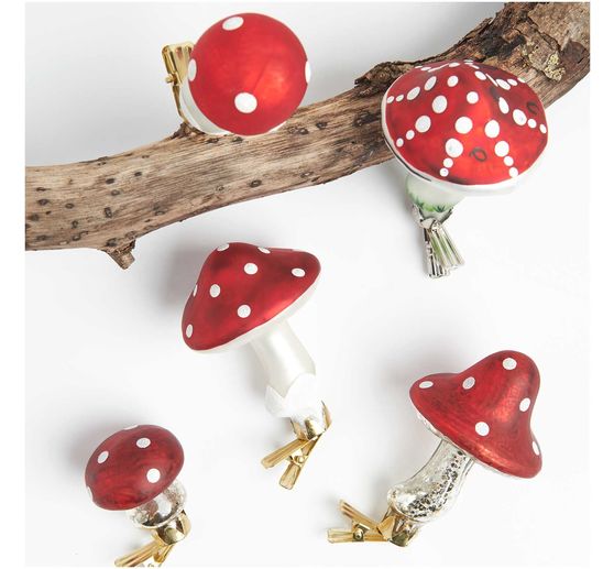 Glazen paddenstoel "Antique", met clip
