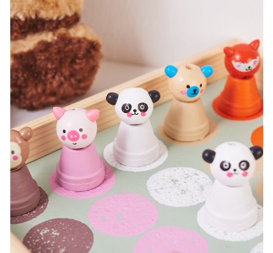 Wooden balls with face "Cute Animals", 10 pcs.