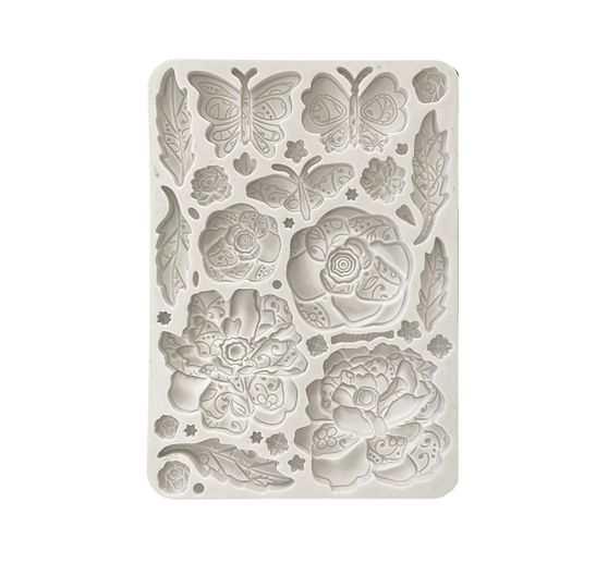 Gietvorm van siliconen "Old Lace - Butterfly & Flowers"