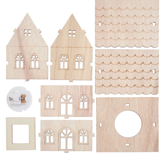 VBS Wooden building kit "House", incl. LEDs