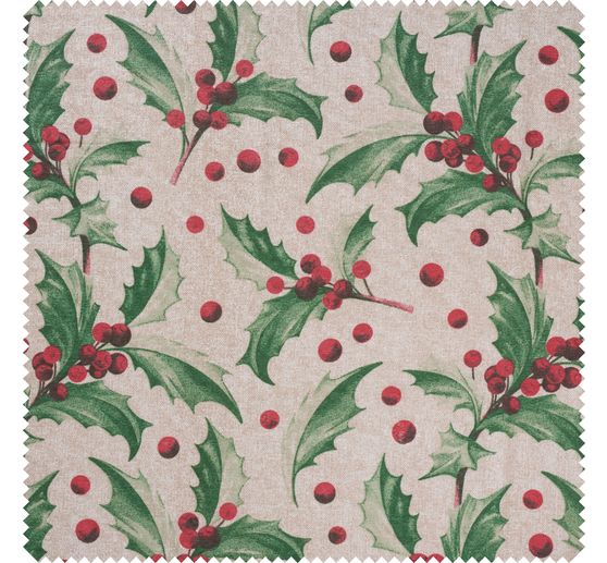 Tissu imprimé aspect lin au mètre « Ilex »
