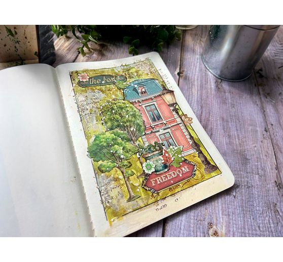 Motif straw silk "Art of Travelling"