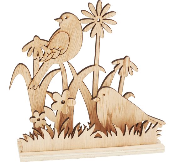 Décoration à emboîter en bois VBS « Oiseaux dans la prairie »