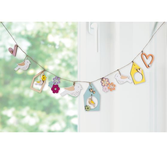 Wooden garland pendant mix "Bird & Co"