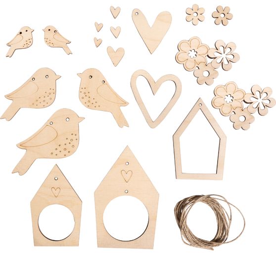 Wooden garland pendant mix "Bird & Co"