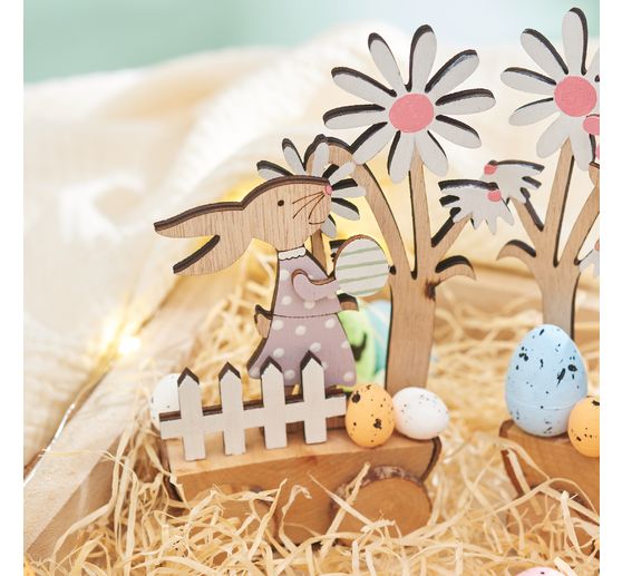VBS Holz-Steckmotiv "Rasende Osterhasen"