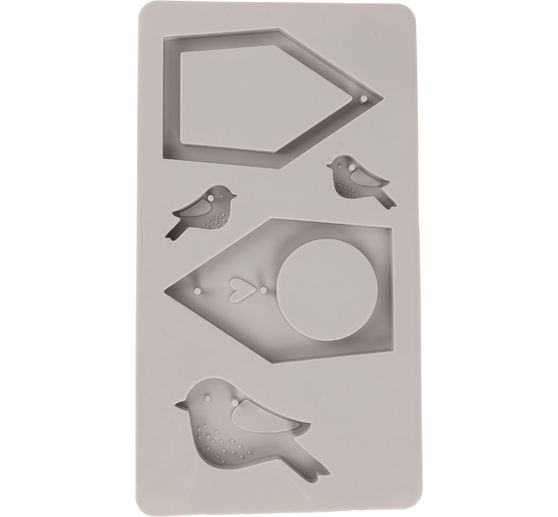 Siliconen gietvorm "Vogelhuis & Vogels"