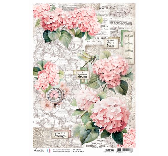 Motif straw silk "Hydrangeas"