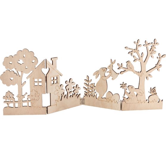 Silhouette en bois VBS « Lapins au jardin »