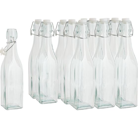 Bouteilles en verre à fermeture mécanique VBS XXL « Forme carrée », 500 ml,12 pc.