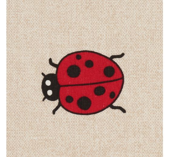 Tissu imprimé aspect lin au mètre « Coccinelle »