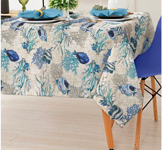 Motief stof linnenlook "Azzurro"