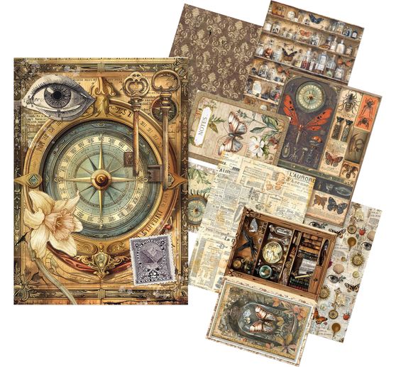 Assortiment de soies de paille à motifs "Carbinet of Curiosities", set de 8 pièces