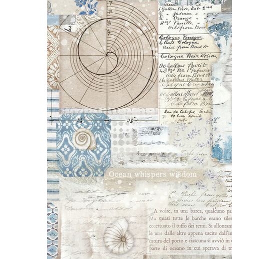 Soie de paille à motifs Backgrounds "Silent Sea", DIN A6, set de 8 pièces