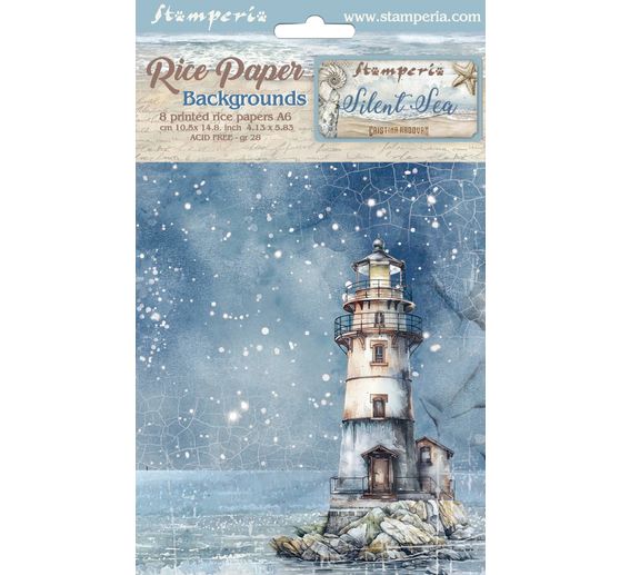 Soie de paille à motifs Backgrounds "Silent Sea", DIN A6, set de 8 pièces