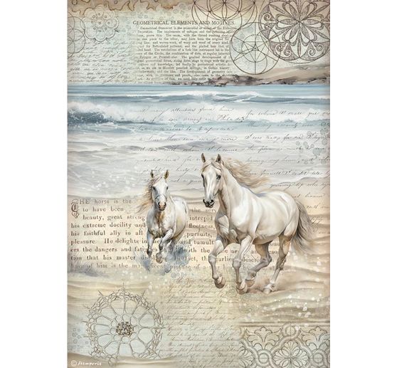 Soie de paille à motifs "Silent Sea - Chevaux"
