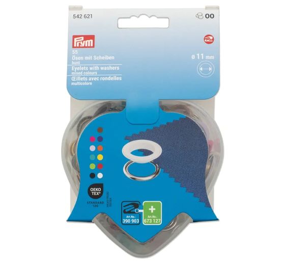Prym Ösen mit Scheiben Bunt, Ø 11 mm, in Herzbox
