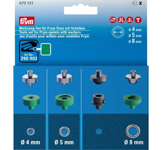 Prym Tool set voor Prym oogjes met schijfjes, 4, 5 en 8 mm