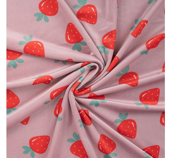Tissu jersey polyester chilly print « Fraises »