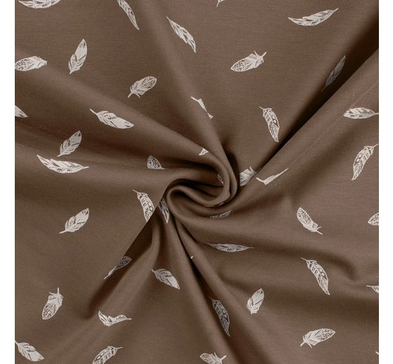 Jersey stof "Feathers Taupe"