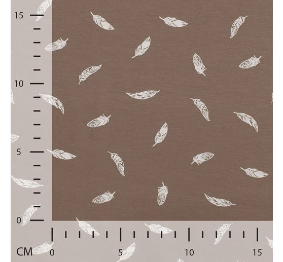 Jersey stof "Feathers Taupe"