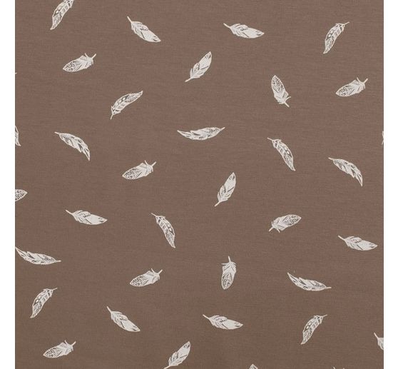 Jersey stof "Feathers Taupe"
