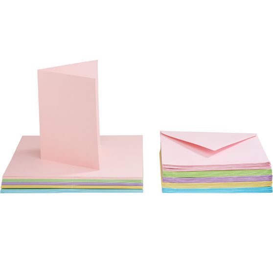 VBS Dubbele kaarten met enveloppen "Pastelkleuren", 50 stuks